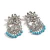Chinese Peony Tassel Earrings with Turquoise Beads and Color Contrast Drip Oil - Ethnic Style