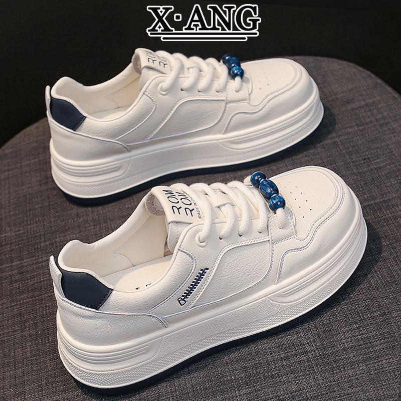 Leather Board Shoes Women's Thick-soled White Shoes Women's Shoes Autumn New Casual Sports Shoes Soft-soled Single Shoes