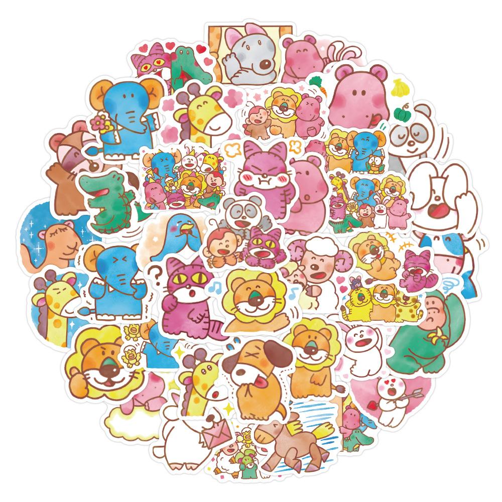 40 TABEKKO Cartoon Stickers Cute Graffiti Animal Collection Stickers Children's Elephant Self-adhesive DIY Small Stickers