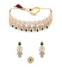 Halskette, Ohrringe und Ring-Set mit grünen und rosa Steinen und österreichischen Diamanten für Damen