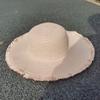 Summer Woman Straw Hat Solid Color Wide Brim Dome Sun Hat Fringe Beach Cap Foldable