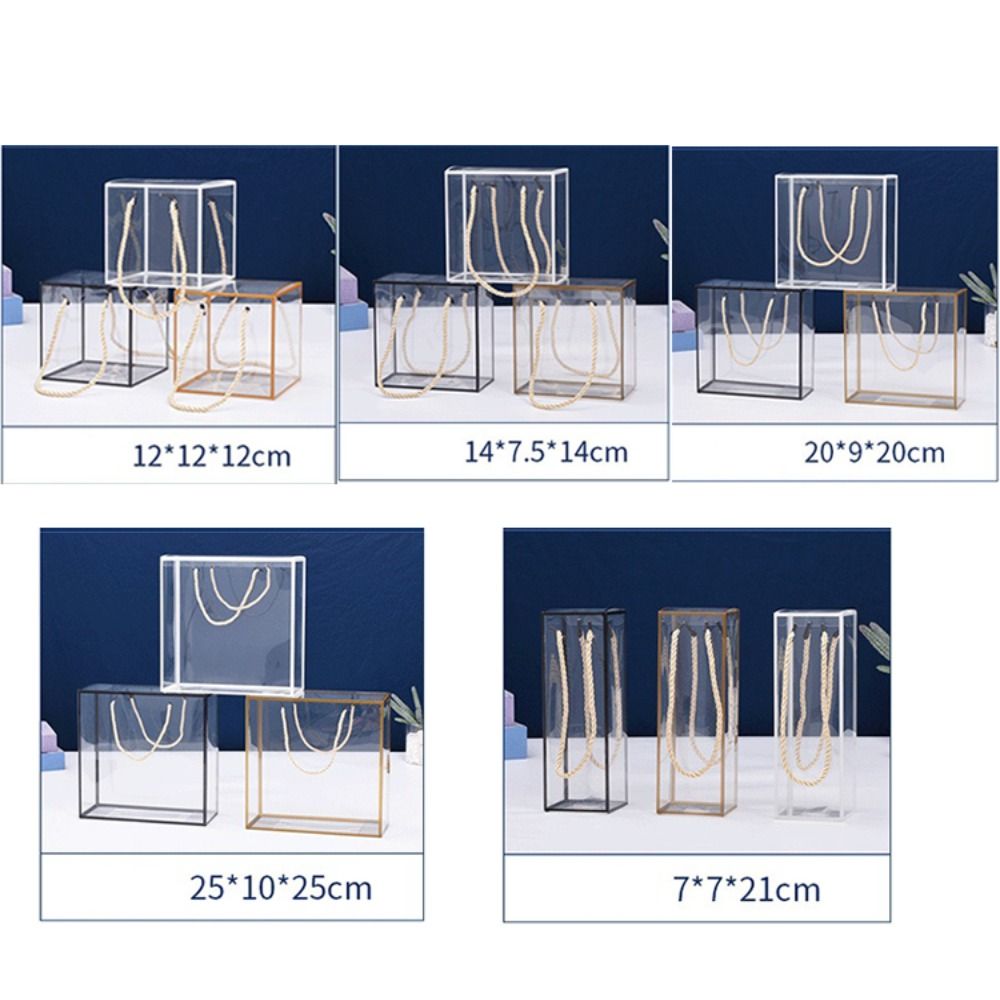 2 Stück Transparente Plastik-Süßigkeitenbox mit Griffen PVC Souvenir-Tragetasche Geschenktüte Blumenarrangements Geschenkverpackungstaschen
