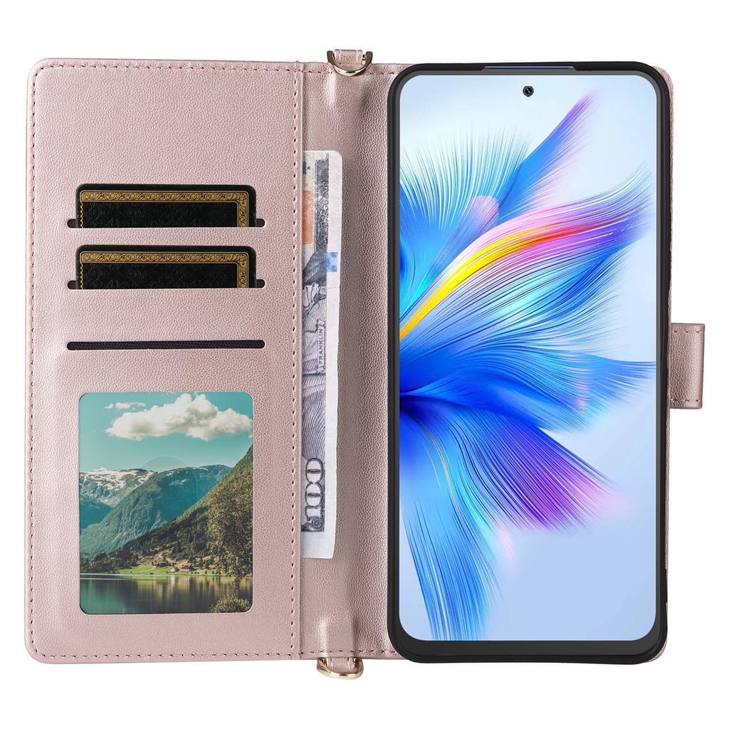 For Blackview Shark 9 5G Wallet Case with Shoulder/Wrist Strap Leather Phone Cover Stand