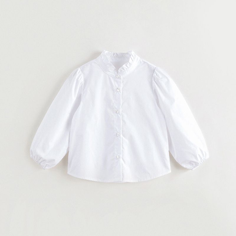 Mark Jenny Girls Sweet Ruffle Collar Shirt Children s Shirt Pure Cotton Top 2026 Spring Collection 241377 Bleaching 90