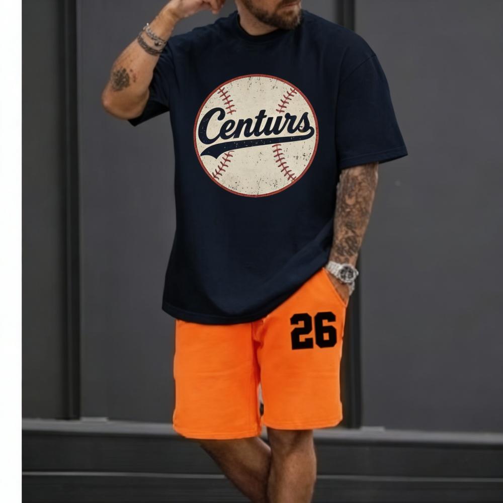 Simple Street Fashion Men's Short Sleeve Suit Outdoor Crew Neck Top Tee Casual Comfortable Shorts Men's T-shirts Clothing Suits
