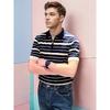 2025 Summer INS Trend Hong Kong Style Wide Stripe Polo Shirt Men's Short Sleeve T-Shirt Casual Versatile Turn-Down Collar Top