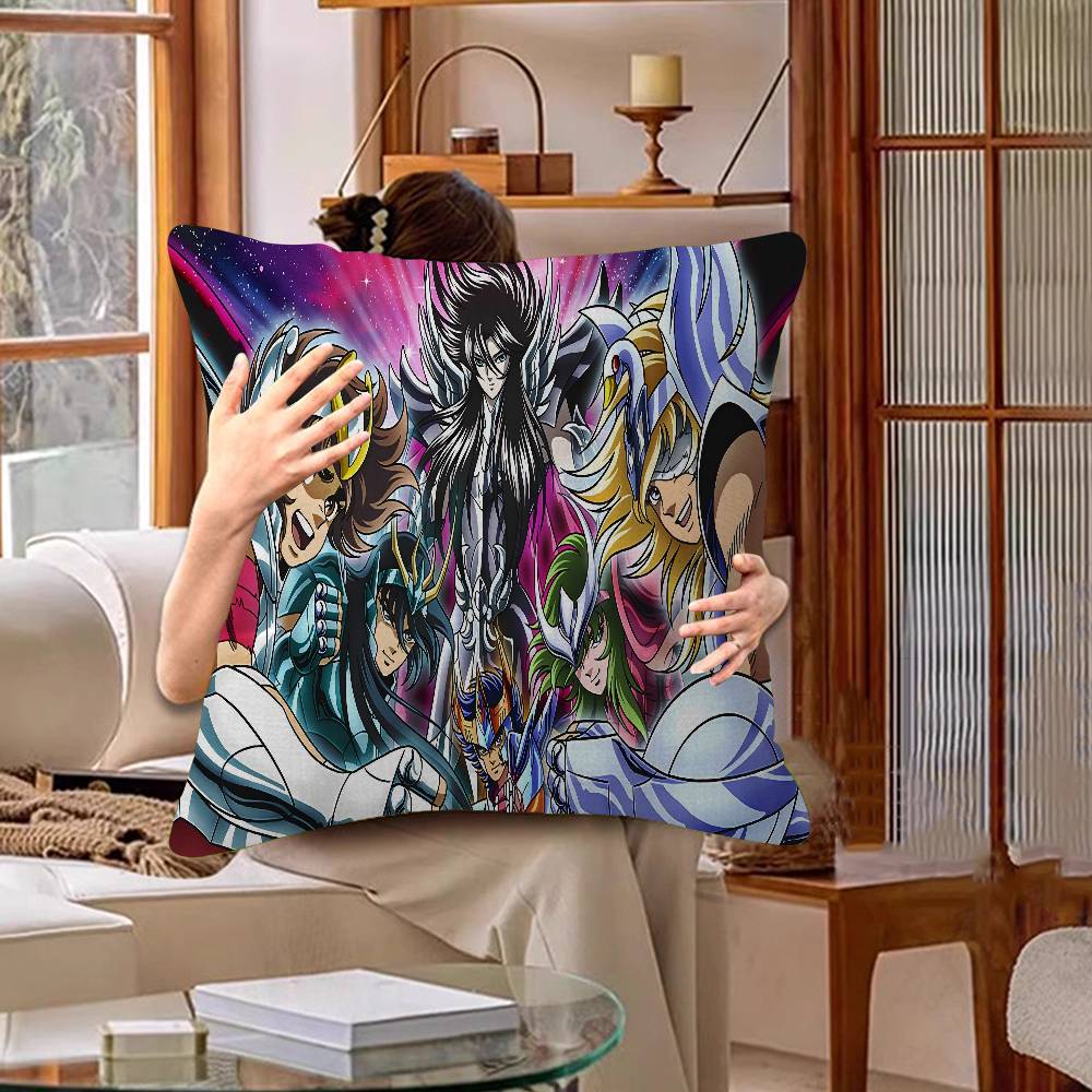 Knights Of The Zodiac Cartoon Cushion Cover Car Throw Pillow Case For Sofa Car Christmas Gift 40x40cm 45x45cm