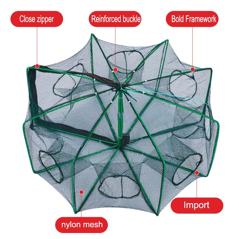 1pc Foldable Fishing Trap Net With 6 /8 Holes For Minnow, Crab, Crawdad, Shrimp, Fishing Accessories