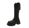 2025 Damen Overknee Langstiefel Dicke Sohle Ritterstil Herbst Winter Neu Wind Dicker Absatz Elastische Slim Stiefel
