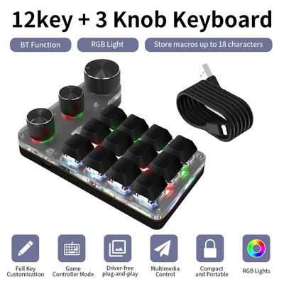 Bluetooth Programovatelné Makro Vlastní 3 Knoflíkové Klávesnice RGB 12 Kláves Klávesnice pro Kopírování Vkládání Photoshop Herní Klávesnice Mechanická Hotswap Makropad