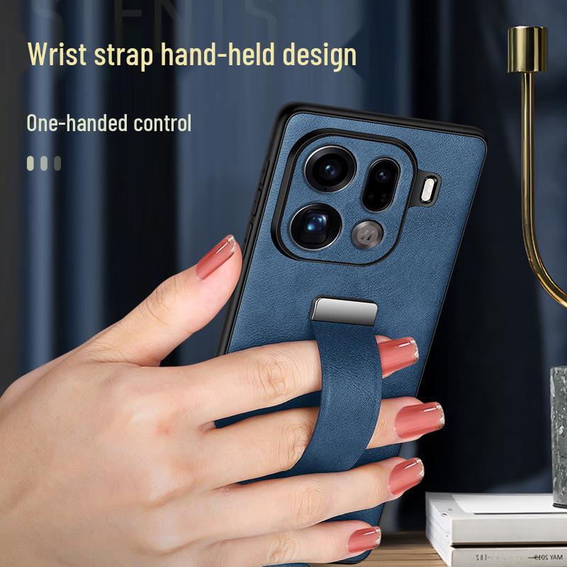 OPPO FindX9Pro/FindX8S Lux Leather Phone Case with Wrist Strap & Stand