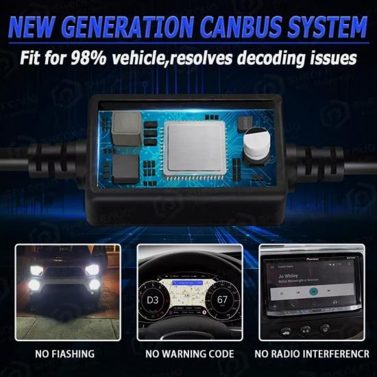 Fit For Chevy Silverado 1500 2500HD 2007-, 9005 H11 Bulbs,9005+H11 High & Low Beam Bulbs, 5202 Fog Lights, 500% Brightness, 6000K White,Plug and