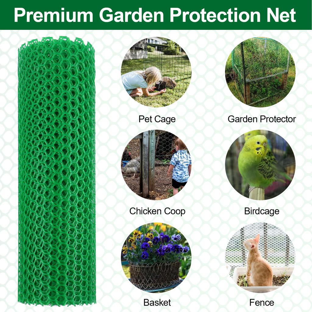 40 cm x 5 m Hühnerdrahtzaunrolle, grünes Gartenzaunnetz, Kunststoffzaunnetz, Geflügelzuchtnetz, Gartenbalkon