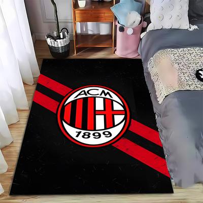 "AC Milan Logo Tapijt met Rode Strepen, Stijlvol Zwart Achtergrond Vloerkleed" Geschikt voor gebruik als antislip voor woonkamer slaapkamer banken