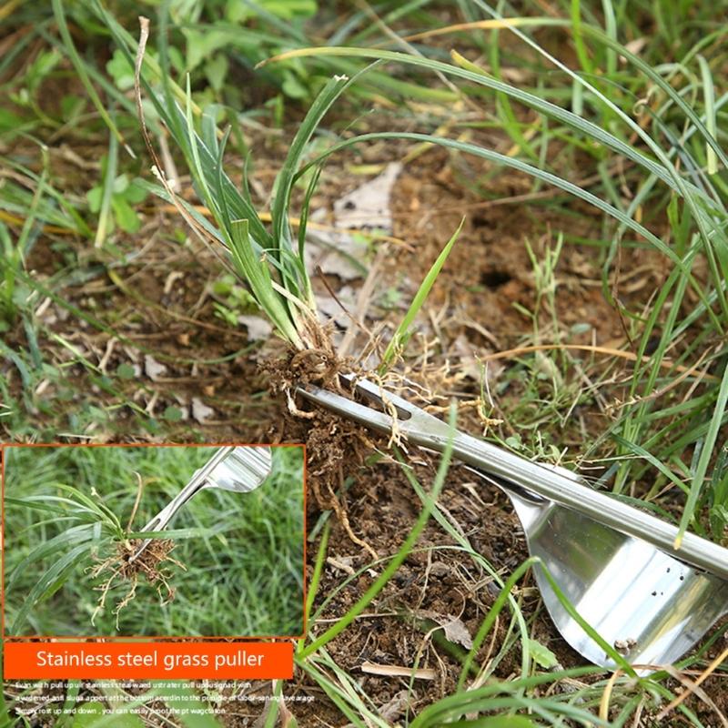 Unkrautzieher Unkrautentferner mit ergonomischem Griff, Edelstahl Unkrautwerkzeug Garten Hand Unkrautstecher Werkzeuge für Rasen