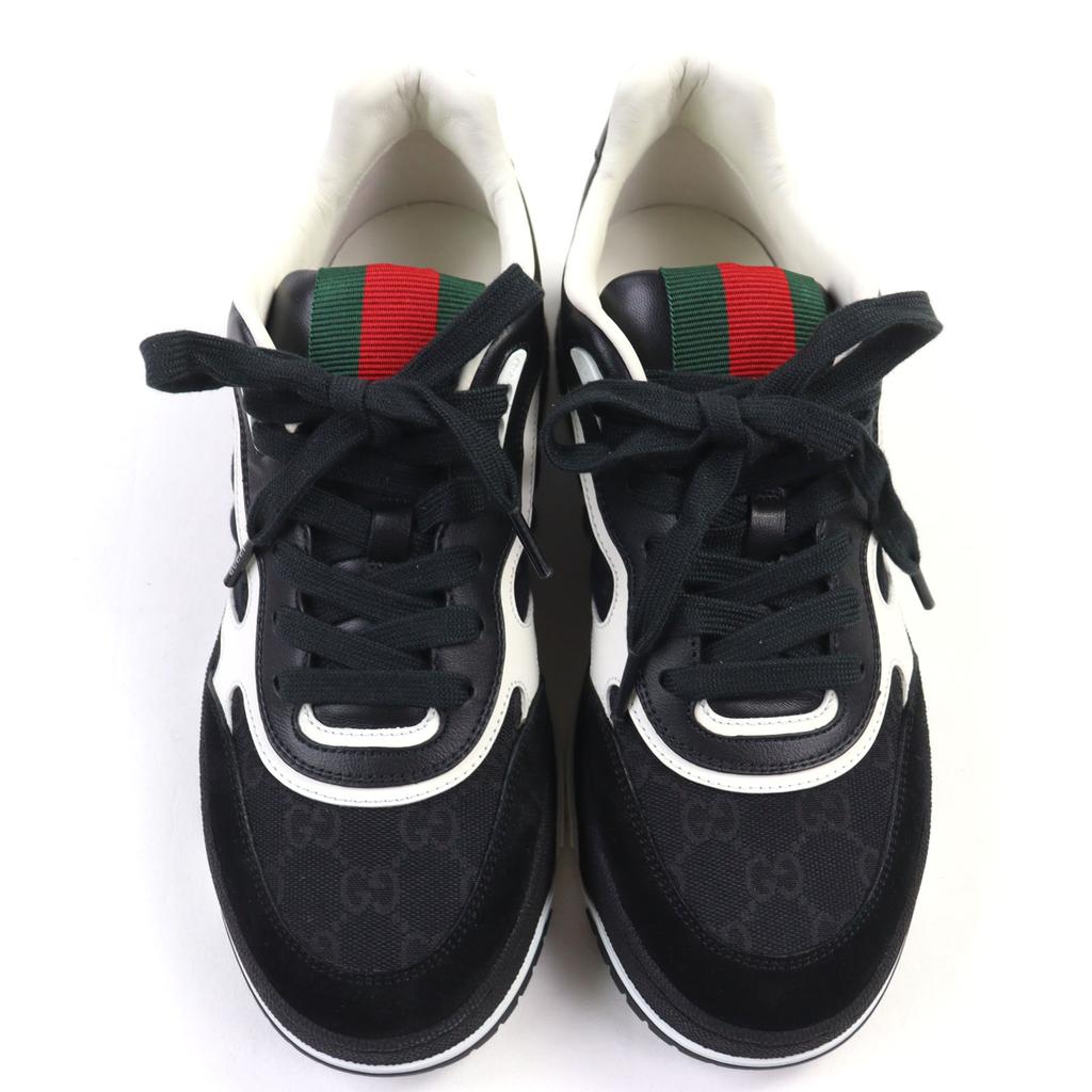 Pristine GUCCI Sneakers Reweb GG Canvas Sherry Line Black Leather 39.5 807057 Used