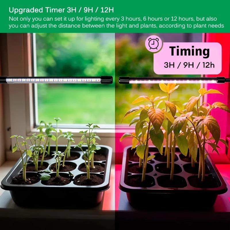 1200LM Luminous Flux Clip-On LED Grow Light with Gooseneck 1/2/3/4-Head Growing Lamp Kit 5V USB Powered Timer & Dimmable, for Greenhouse Hydroponics
