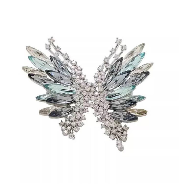 Butterfly Shaped Zircon Crystal Brooch For Formal Outfits Evening Wear Vintage Inspired Elegant Lapel Pin Accessories