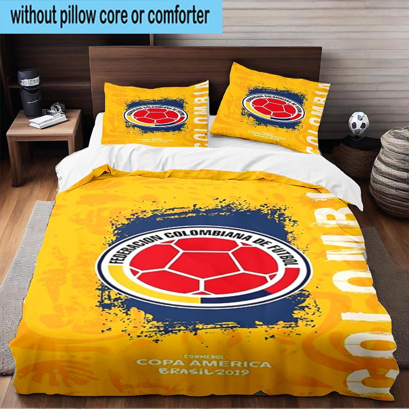 Colombian National Football Team 3PCS Bedding Set 2D Printing (Includes 1 Duvet Cover + 2 Pillowcases Coreless), Bedroom decor,Fan Gift