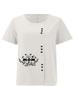 Women's Fashion Black Letter Floral Pattern Print Round Neck Short Sleeve T-shirt Summer Casual Cotton Linen Graphic Shirt Leisure Loose Blouse Tops