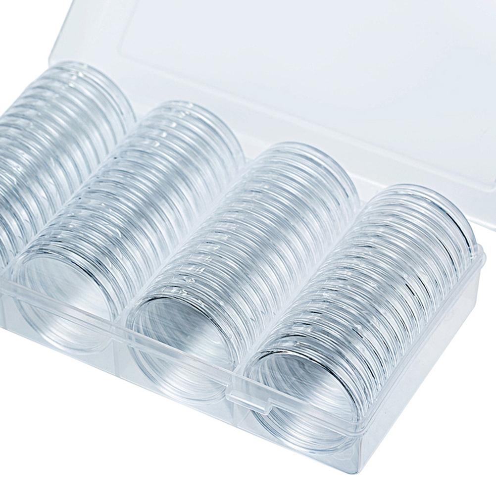 60 Pcs Coin Holder Capsules 41mm Round Box Plastic Collectibles Storage Organizer with Outer