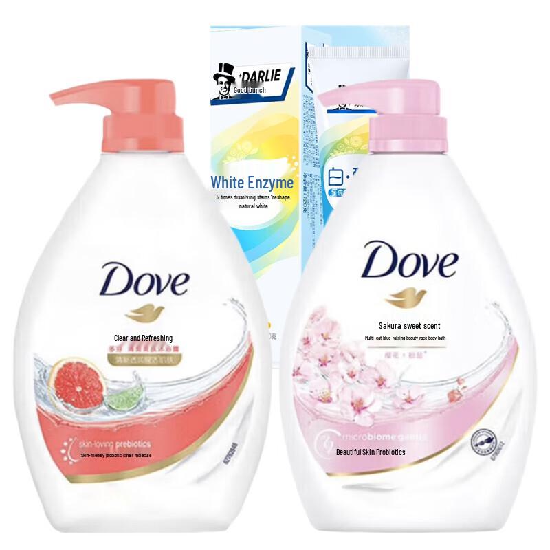 Darlie White Enzyme Toothpaste & Dove Body Wash Family Set