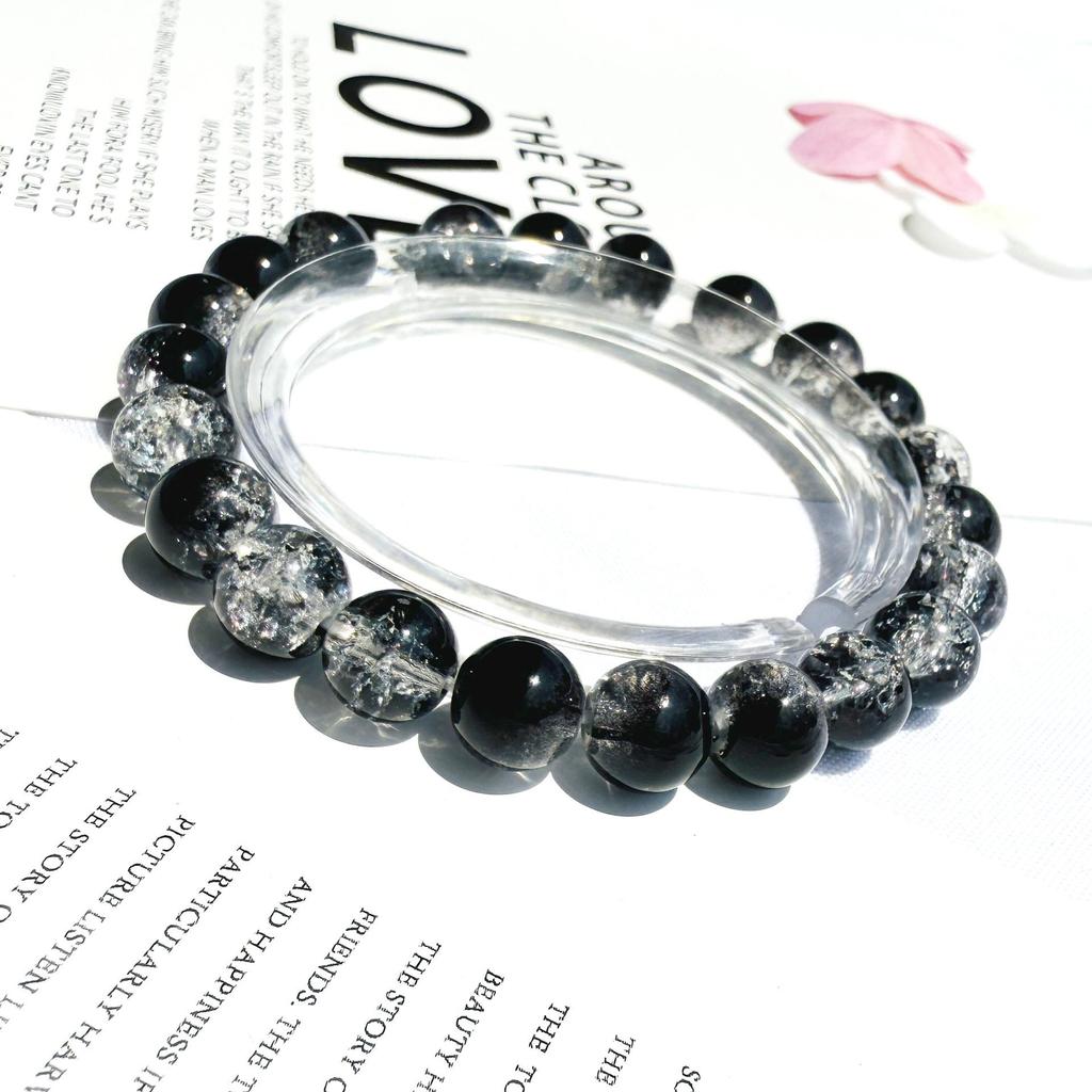 8mm Glazed Frosted Glass Bead Two-Color Wrap-Around Student Bracelet