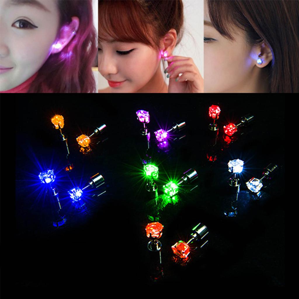 Stud Earrings Jewelry Glowing Rhinestones for Teens Summer Music Festival Flashing Earrings for Summer Girl Jewelry