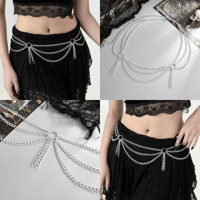 Women'S Multi-Layer Cross Tassels Pendant Decoration Waist Chain Y2K Gothic Style Halloween  Body Chain Accessory Gift