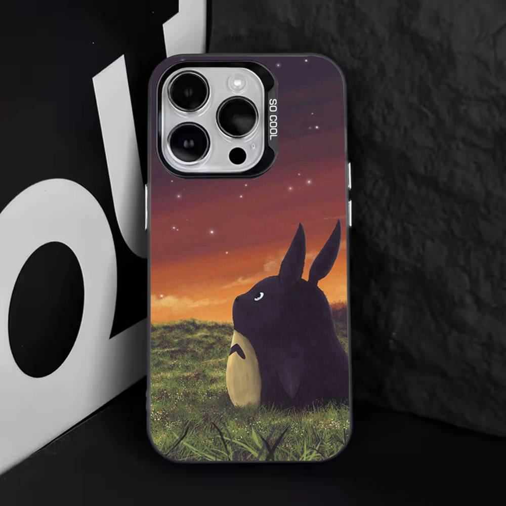 CUTE T-TotoroS-ES Anime Phone Case For iPhone 16,15,14,13,12,11,8,7,Pro,Max,Plus,Mini,XS,SE Anti Fall Black Matte Hard