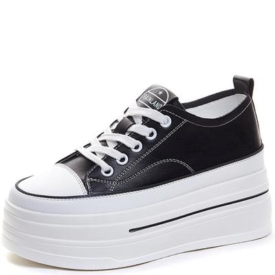 8cm Vera Pelle Vulcanizzata Estiva Alta Comoda Primavera Autunno Platform Vulcanizzata Donna Sneaker Chunky Mocassini Scarpe