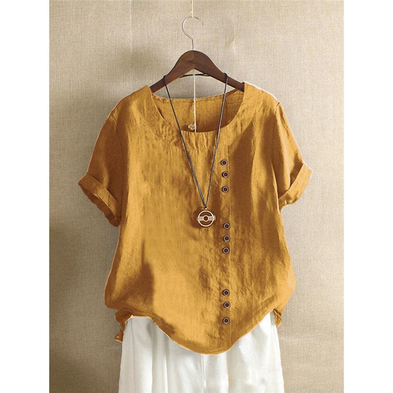 Women's Cotton And Linen Tops, Large Size Casual Loose Cotton And Linen T-shirts, Cotton And Linen Women's Clothing