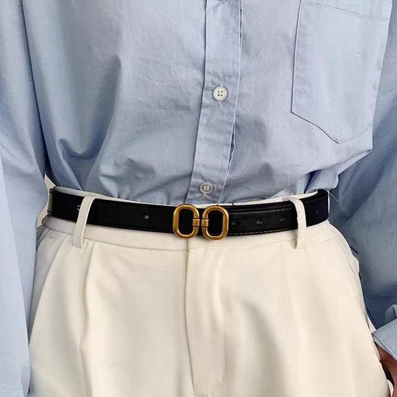 Pu Leather Belt For Women Metal Buckle Waist Strap Female Jeans Dress Trouser All-Match Decorative Waistband