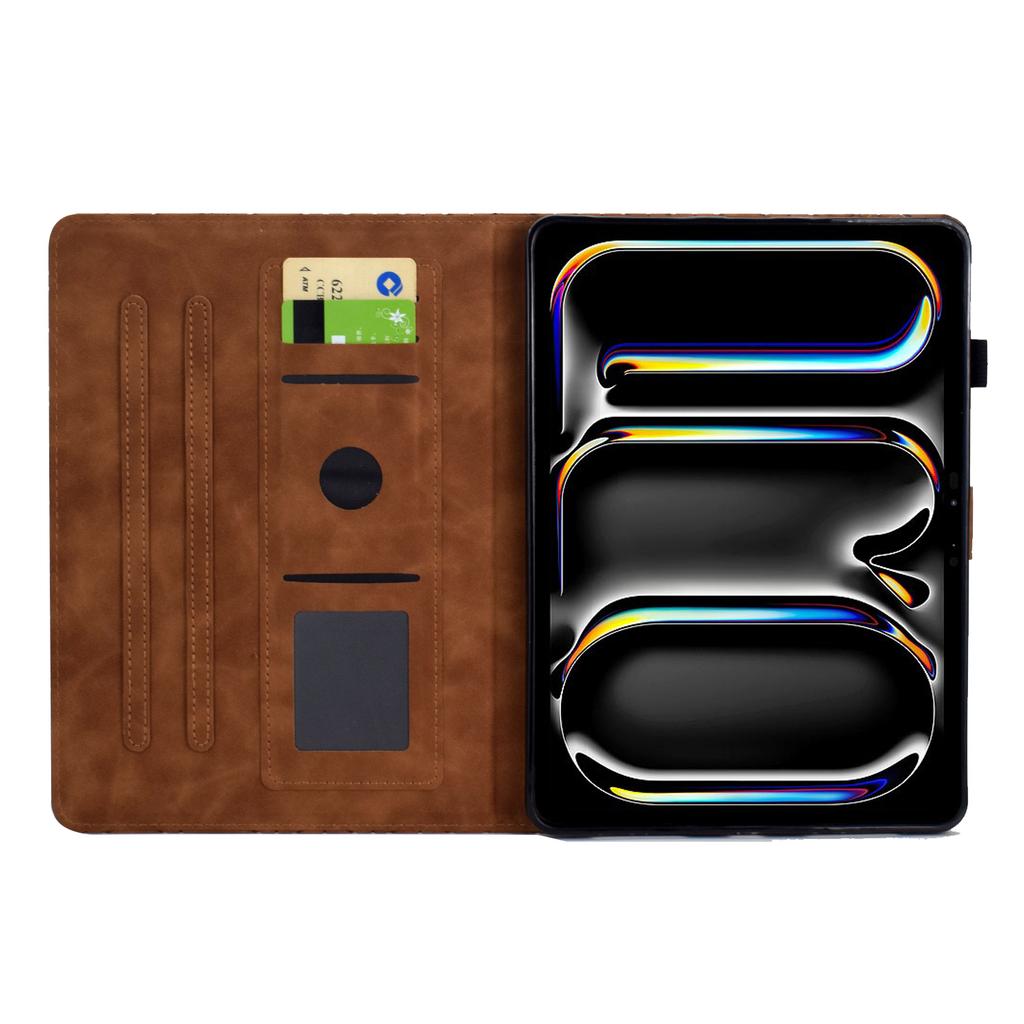 A6 For iPad Pro 11 (2024) Case Card Slots Stand Rhombus Auto Wake/Sleep Leather Tablet Cover