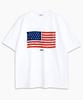 UNDEROFF Oversized Crew Neck Vintage American Flag Short Sleeve T-Shirt Black
