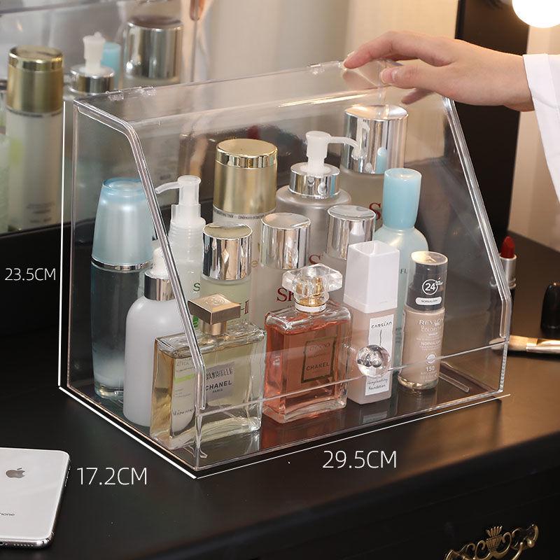 Organizator cosmetic transparent rezistent la praf cu capacitate mare pentru rujuri și produse de îngrijire a pielii