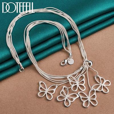 Collana con farfalla in argento con catena a serpente, regalo per feste, gioielli di moda da donna