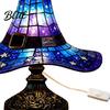 Gothic Home Decor Light Witch Hat Table Lamp USB Powered LED Bedside Light Resin Night for Bedroom Living Room Shelf Halloween Bedroom Atmosphere