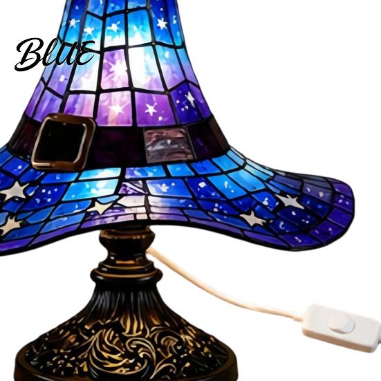 Gothic Home Decor Light Witch Hat Table Lamp USB Powered LED Bedside Light Resin Night for Bedroom Living Room Shelf Halloween Bedroom Atmosphere