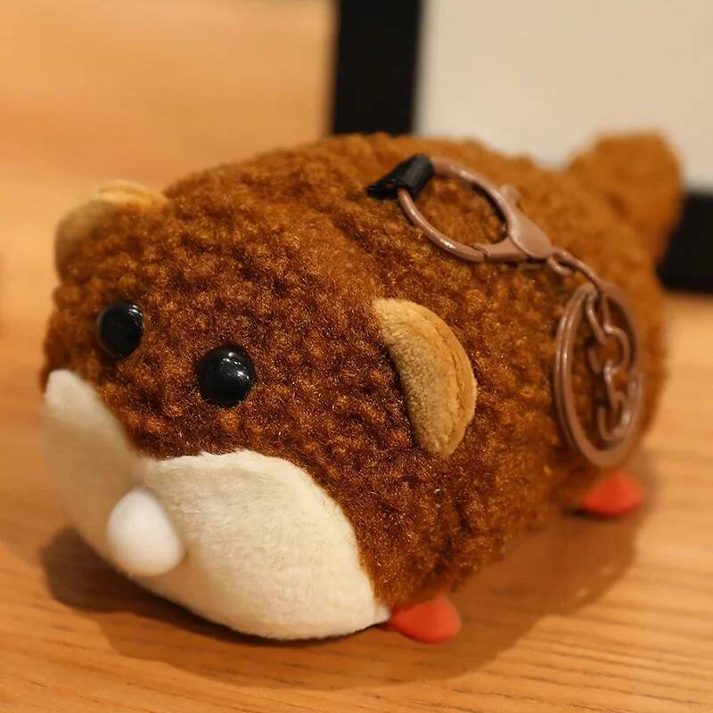 Schattige Bij Krokodil Vos Kat Otter Hond Pluche Sleutelhanger Kan Knijpen En Bubbels Spugen Cartoon Dier Tas Decor Zachte Pop Verjaardagscadeau brown