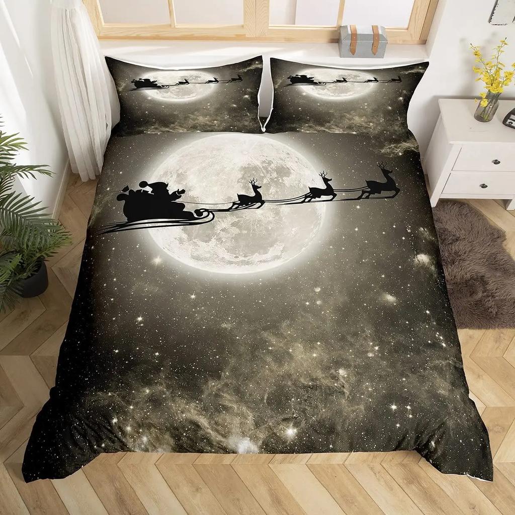 Teal Deer Duvet Cover Set Deer Antlers Bedding Sets Butterfly Safari Animals Comforter Cover Elk Wildlife Christmas Quilt Cover