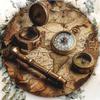 Vintage Nautical Compass Map Metal Sign Rustic Iron Wall Decor For Home Cafe Library 20x20cm