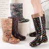 Fashion Rain Shoes Waterproof Shoes High Tube Velvet Cotton Rain Boots Cover Shoes Water Boots Female Adult Fashion Non-slip Warm Winter