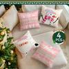 Pink Christmas Theme Pillowcase Square Bedroom Sofa Cushion Cover 100% Polyester Living Room Soft Cushion Pillowcase Home Decor