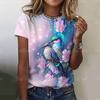 Summer beautiful colorful bird graphic women's T-shirt casual short sleeve fashion streetwear round neck top