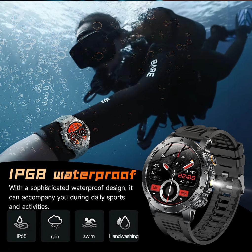 New top outdoor sport Smart Watch 1.7 inches IP68 Waterproof HD Bluetooth call Heart rate Smart Watch 1000Mah Battery Men
