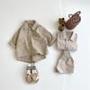 Korean Style Kids Summer Two-Piece Outfit: Trendy Lapel Shirt & Shorts Set for Boys and Girls