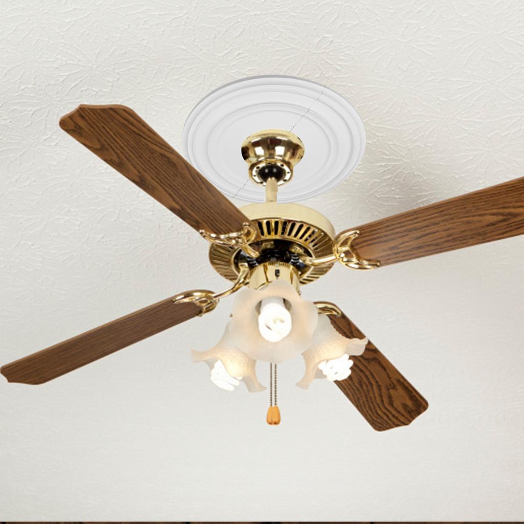 PU Medallion Ceiling Fan Light Fixtures Cover Plate 12 Round for Cracks