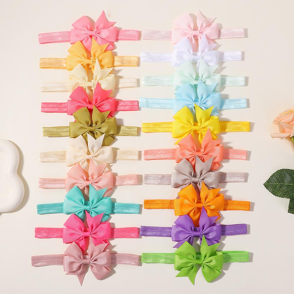 20pcs/set 6.1'' Grosgrain Ribbon Hair Bows Headbands for Baby Girls Elastic Hair Band Newborn Toddler Photo Props Accessories