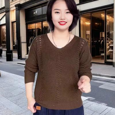 Plus Size Mint Mambo Men's Spring and Autumn Tops Women's V-neck Knitwear Loose Long-sleeved Sweaters Women